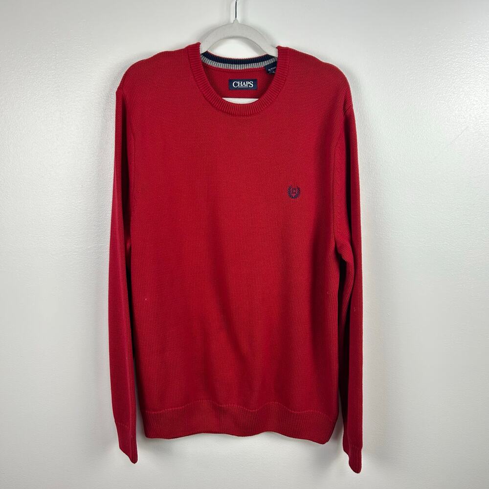 Chaps Red Men’s Crew Neck Pullover Sweater 100% Cotton Size XL